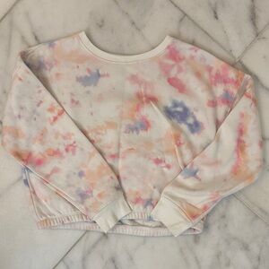 Old Navy Soft White Tie Dye Fleece Pullover